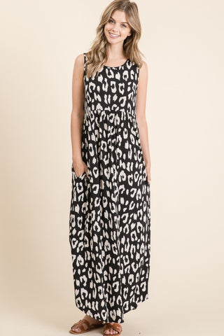 Shop BOMBOM Leopard Maxi Dress with Pockets - High-Quality U.S. Made Women’s Fashion with Free & Fast Shipping