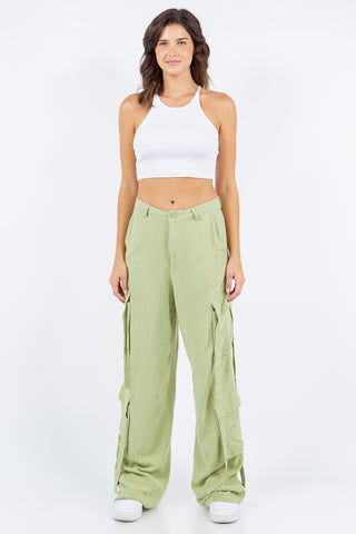 Shop American Bazi Linen Wide Leg Cargo Pants - High-Quality U.S. Made Women’s Fashion with Free & Fast Shipping