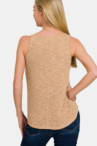 Shop Zenana V-Neck Curved Hem Tank - High-Quality U.S. Made Women’s Fashion with Free & Fast Shipping