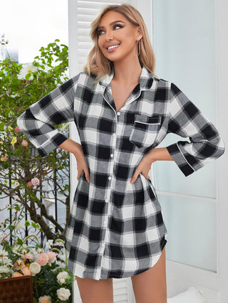 Shop Plaid Lapel Collar Shirt Dress - High-Quality U.S. Made Women’s Fashion with Free Fast Shipping