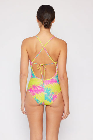 Shop Marina West Swim High Tide One-Piece in Multi Palms - High-Quality U.S. Made Women’s Fashion with Free Fast Shipping