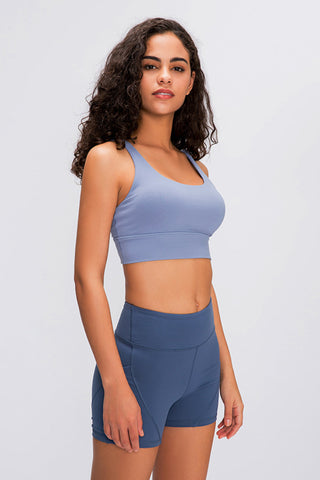 Shop Blue Millennia Double X Sports Bra - Basic Colors - High-Quality U.S. Made Women’s Fashion with Free & Fast Shipping