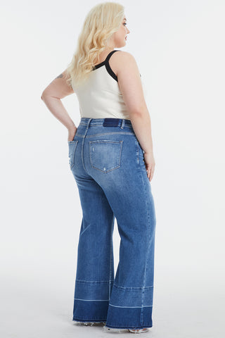 Shop BAYEAS Full Size High Waist Cat's Whisker Wide Leg Jeans - High-Quality U.S. Made Women’s Fashion with Free & Fast Shipping