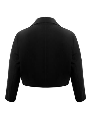 Shop Plus Size Buttoned Lapel Collar Long Sleeve Blazer - High-Quality U.S. Made Women’s Fashion with Free & Fast Shipping