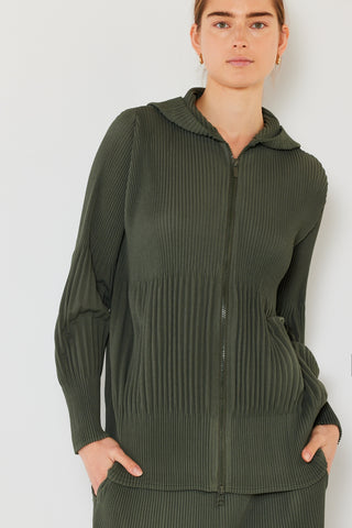 Shop Army Green Marina West Swim Pleated Unisex Plisse Jacket with 2 Way Zipper - High-Quality U.S. Made Women’s Fashion with Free & Fast Shipping