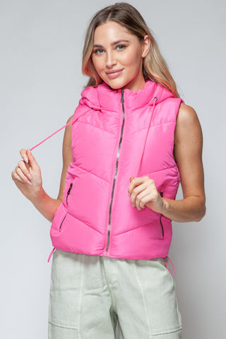 Shop Snobbish Zip Up Quilted Hooded Vest - High-Quality U.S. Made Women’s Fashion with Free Fast Shipping