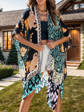 Shop Printed Open Front Cover-Up - High-Quality U.S. Made Women’s Fashion with Free Fast Shipping