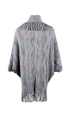 Shop Fringe Detail Printed Poncho - High-Quality U.S. Made Women’s Fashion with Free Fast Shipping