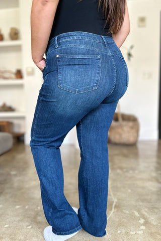 Shop Judy Blue Full Size Tummy Control Straight Jeans - High-Quality U.S. Made Women’s Fashion with Free & Fast Shipping