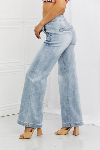 Shop RISEN Full Size Luisa Wide Flare Jeans - High-Quality U.S. Made Women’s Fashion with Free & Fast Shipping