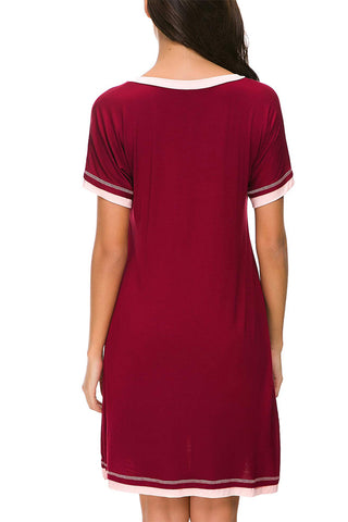 Shop Contrast Trim Short Sleeve Lounge Dress - High-Quality U.S. Made Women’s Fashion with Free & Fast Shipping