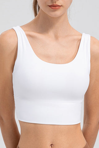 Shop White Scoop Neck Wide Strap Active Tank - High-Quality U.S. Made Women’s Fashion with Free & Fast Shipping