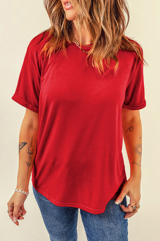 Shop Round Neck Short Sleeve T-Shirt - High-Quality U.S. Made Women’s Fashion with Free & Fast Shipping