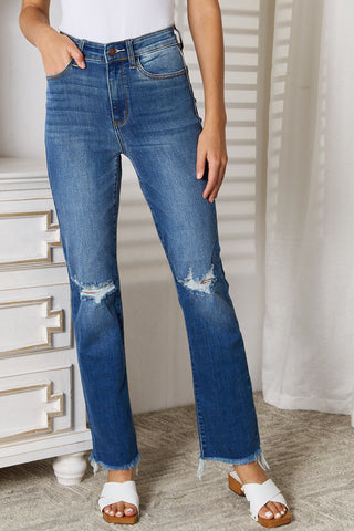 Shop Judy Blue Full Size Distressed Raw Hem Jeans - High-Quality U.S. Made Women’s Fashion with Free & Fast Shipping