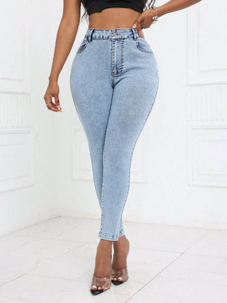 Shop High Waist Skinny Jeans with Pockets - High-Quality U.S. Made Women’s Fashion with Free & Fast Shipping