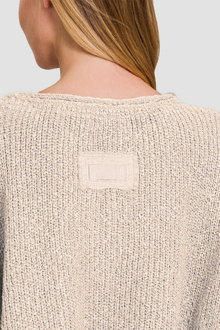 Shop Zenana Notched Side Slit Patch Sweater - High-Quality U.S. Made Women’s Fashion with Free & Fast Shipping