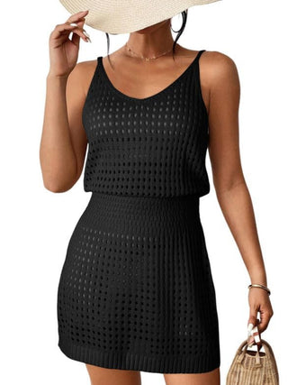 Shop Openwork V-Neck Sleeveless Cover Up Dress - High-Quality U.S. Made Women’s Fashion with Free & Fast Shipping