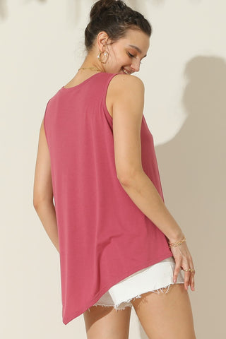 Shop Ninexis Round Neck Button Side Tank - High-Quality U.S. Made Women’s Fashion with Free & Fast Shipping