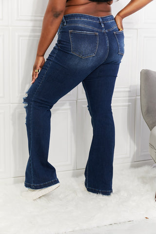 Shop Kancan Full Size Reese Midrise Button Fly Flare Jeans - High-Quality U.S. Made Women’s Fashion with Free & Fast Shipping