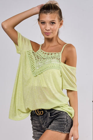 Shop BiBi Front Crochet Lace Adjustable Strap Top - High-Quality U.S. Made Women’s Fashion with Free & Fast Shipping