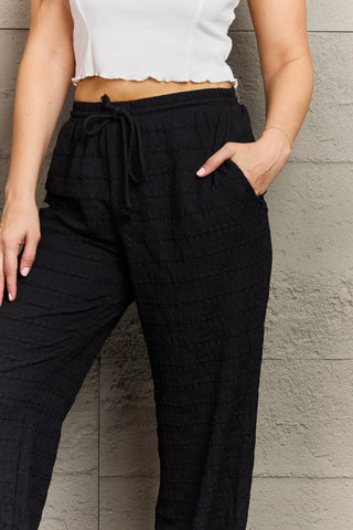 Shop GeeGee Dainty Delights Textured High Waisted Pant in Black - High-Quality U.S. Made Women’s Fashion with Free & Fast Shipping