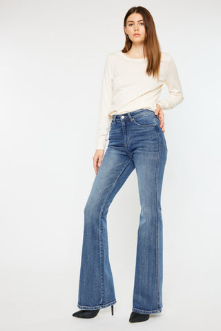 Shop Kancan Cat's Whiskers High Waist Flare Jeans - High-Quality U.S. Made Women’s Fashion with Free & Fast Shipping