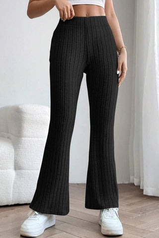 Shop Basic Bae Full Size Ribbed High Waist Flare Pants - High-Quality U.S. Made Women’s Fashion with Free & Fast Shipping