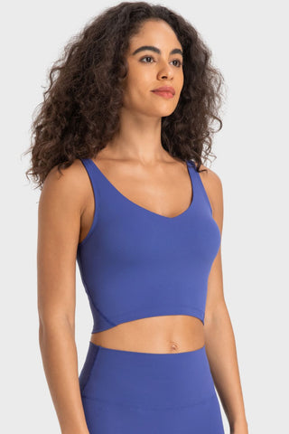 Shop Millennia Deep V-Neck Crop Sports Bra - High-Quality U.S. Made Women’s Fashion with Free & Fast Shipping