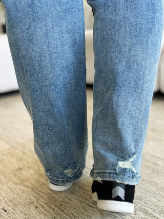 Shop Judy Blue Full Size Mid Rise Distressed Straight Jeans - High-Quality U.S. Made Women’s Fashion with Free & Fast Shipping