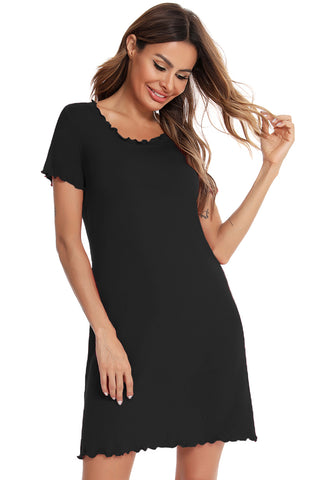 Shop Round Neck Short Sleeve Lounge Dress - High-Quality U.S. Made Women’s Fashion with Free Fast Shipping