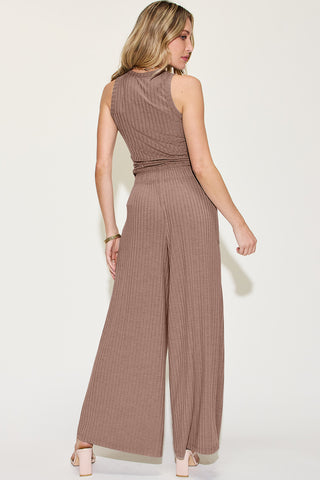 Shop Basic Bae Full Size Ribbed Tank and Wide Leg Pants Set - High-Quality U.S. Made Women’s Fashion with Free Fast Shipping