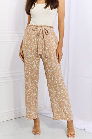 Shop Heimish Right Angle Full Size Geometric Printed Pants in Tan - High-Quality U.S. Made Women’s Fashion with Free & Fast Shipping