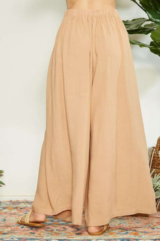 Shop Mittoshop Wrap Pleating Detail Wide Leg Pants - High-Quality U.S. Made Women’s Fashion with Free & Fast Shipping