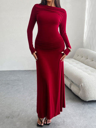 Shop Scarlet Devine Ruched Long Sleeve Maxi Dress - High-Quality U.S. Made Women’s Fashion with Free & Fast Shipping