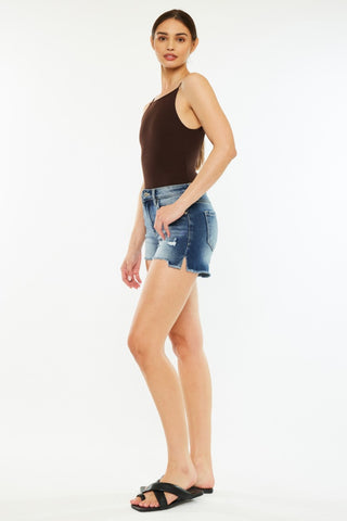 Shop Kancan High Waist Raw Hem Denim Shorts - High-Quality U.S. Made Women’s Fashion with Free & Fast Shipping