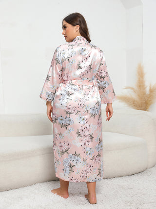 Shop Plus Size Tie Waist Robe - High-Quality U.S. Made Women’s Fashion with Free Fast Shipping