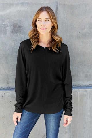 Shop Double Take Full Size Round Neck Long Sleeve T-Shirt - High-Quality U.S. Made Women’s Fashion with Free & Fast Shipping