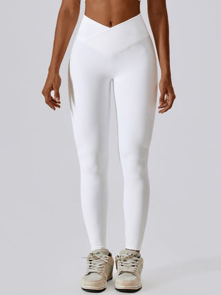 Shop White Basic Bae Wide Waistband Active Leggings - High-Quality U.S. Made Women’s Fashion with Free & Fast Shipping