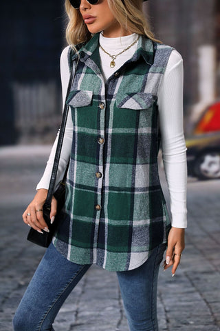 Shop Plaid Button Up Vest Coat - High-Quality U.S. Made Women’s Fashion with Free & Fast Shipping