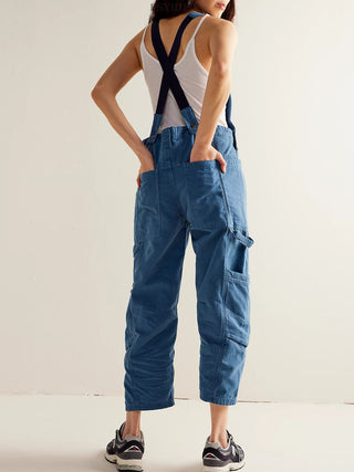 Shop Pocketed Wide Strap Denim Overalls - High-Quality U.S. Made Women’s Fashion with Free & Fast Shipping