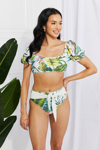 Shop Marina West Swim Vacay Ready Puff Sleeve Bikini in Floral - High-Quality U.S. Made Women’s Fashion with Free & Fast Shipping