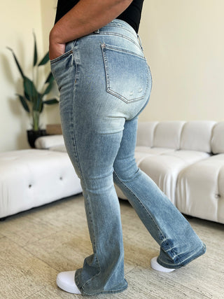 Shop Judy Blue Full Size Mid Rise Flare Jeans - High-Quality U.S. Made Women’s Fashion with Free & Fast Shipping