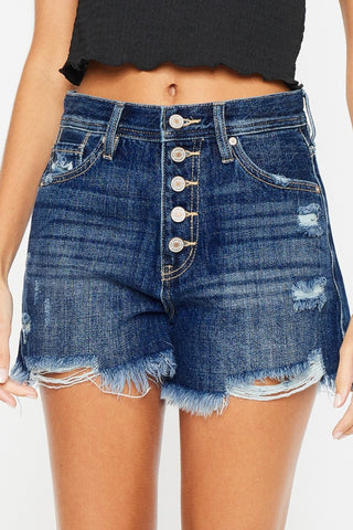 Shop Kancan Raw Hem Button-Fly Denim Shorts - High-Quality U.S. Made Women’s Fashion with Free & Fast Shipping