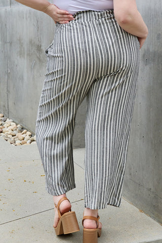 Shop Heimish Find Your Path Full Size Paperbag Waist Striped Culotte Pants - High-Quality U.S. Made Women’s Fashion with Free & Fast Shipping