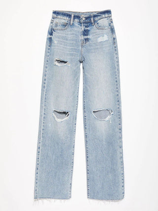 Shop Distressed Straight Leg Jeans with Pockets - High-Quality U.S. Made Women’s Fashion with Free & Fast Shipping