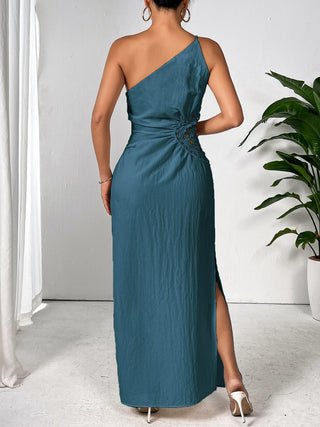 Shop Honey Slit One Shoulder Sleeveless Maxi Dress - High-Quality U.S. Made Women’s Fashion with Free & Fast Shipping