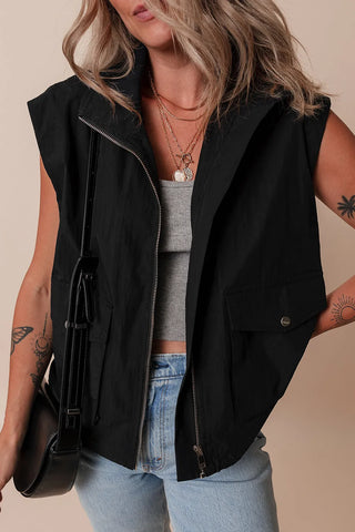 Shop Pocketed Zip Up Vest Coat - High-Quality U.S. Made Women’s Fashion with Free Fast Shipping