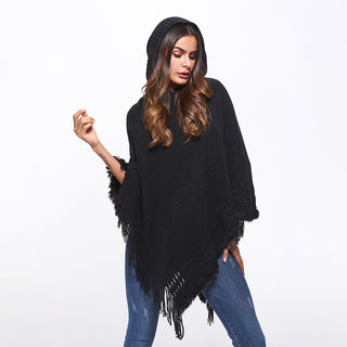 Shop Openwork Fringe Hem Hooded Poncho - High-Quality U.S. Made Women’s Fashion with Free Fast Shipping