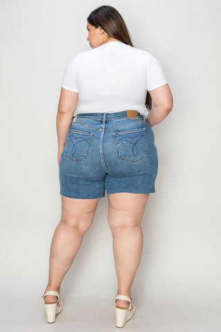 Shop Judy Blue Full Size High Waist Slim Denim Shorts - High-Quality U.S. Made Women’s Fashion with Free Fast Shipping