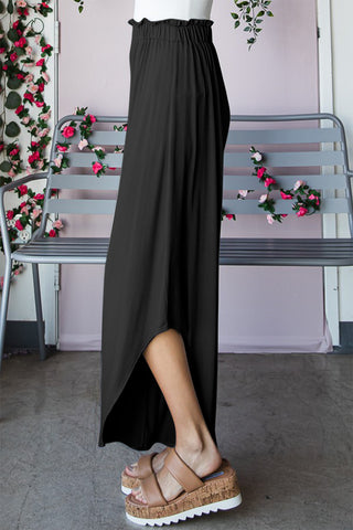 Shop Heimish Full Size Frill Slit High Waist Wide Leg Pants - High-Quality U.S. Made Women’s Fashion with Free & Fast Shipping